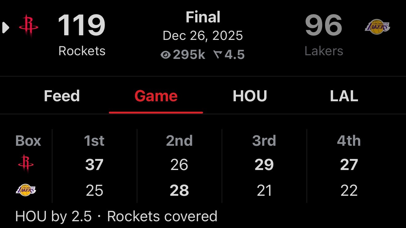 火箭大胜湖人！ 