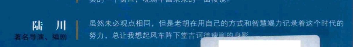 冷知识:导演陆川给胡锡进的书写过推荐语，把他称作堂吉诃德。