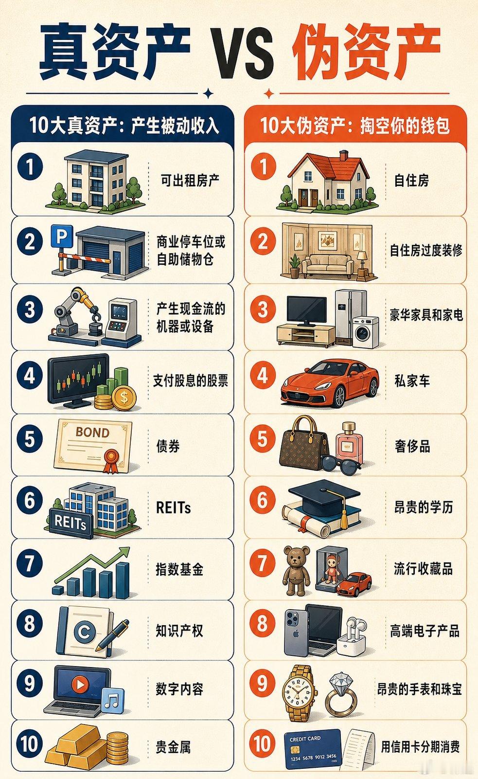 要分辨真资产和伪资产，真资产养人，伪资产伤人。 ​​​