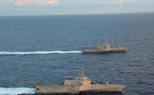 美军濒海战斗舰正在开赴中东地区，估计美国海岸警卫队必随后到，在海上封锁伊朗石油和