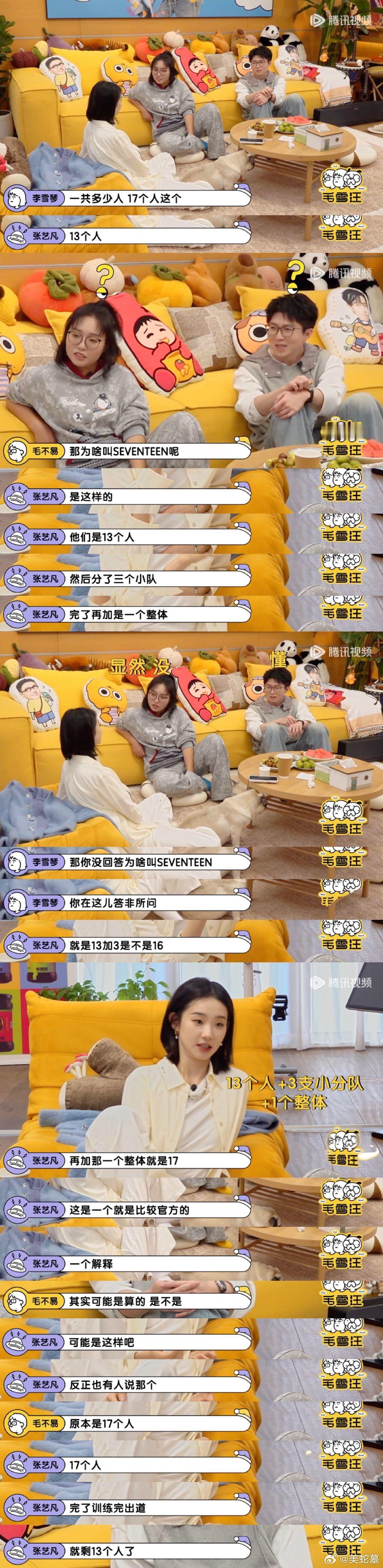 张艺凡是SEVENTEEN舞台粉  张艺凡毛雪汪科普SEVENTEEN只有13个