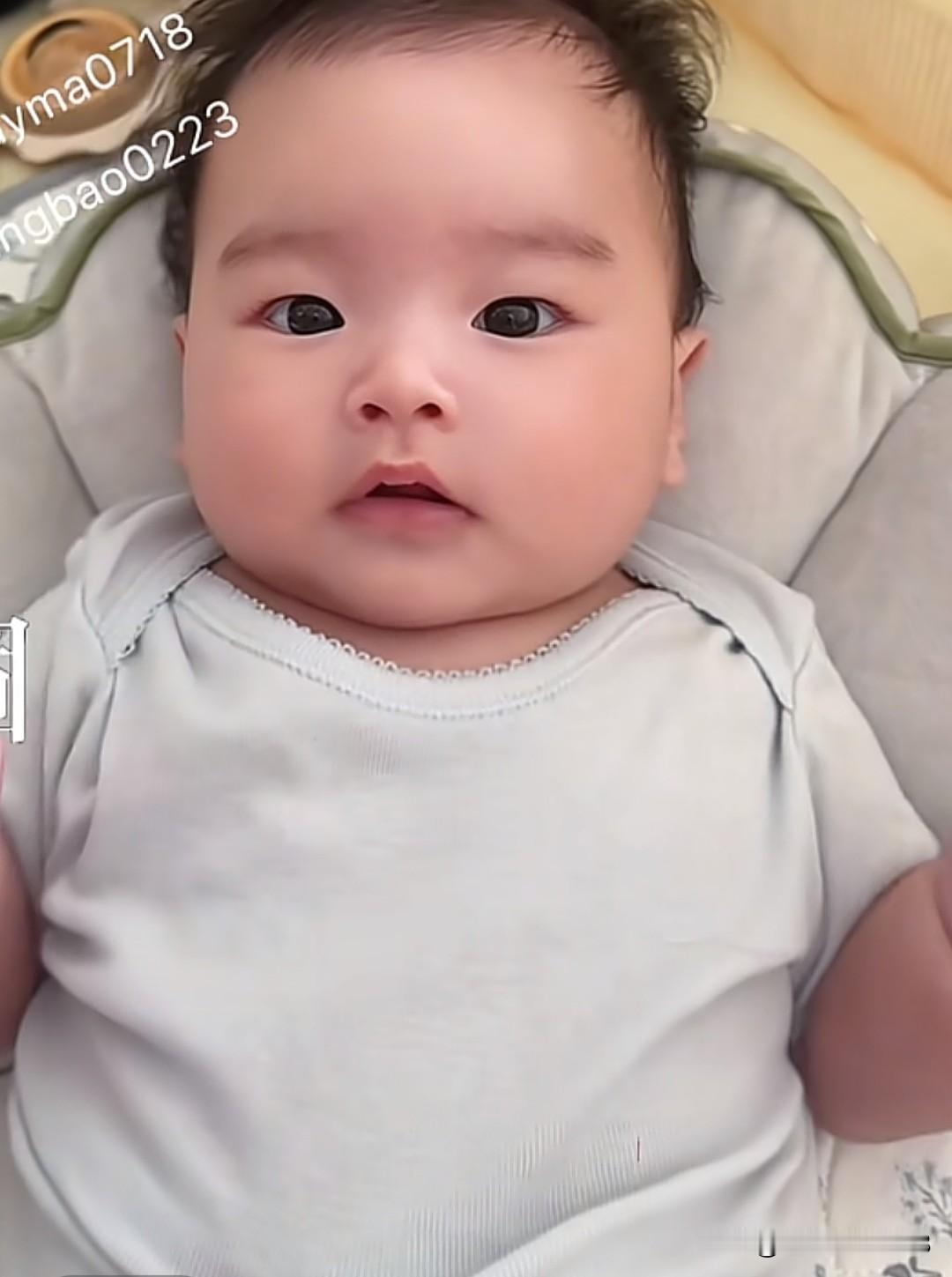 马筱梅的儿子又出镜了，汪吉辰长得可真快，白白胖胖，肉乎乎的，喂养的真好，一看就是