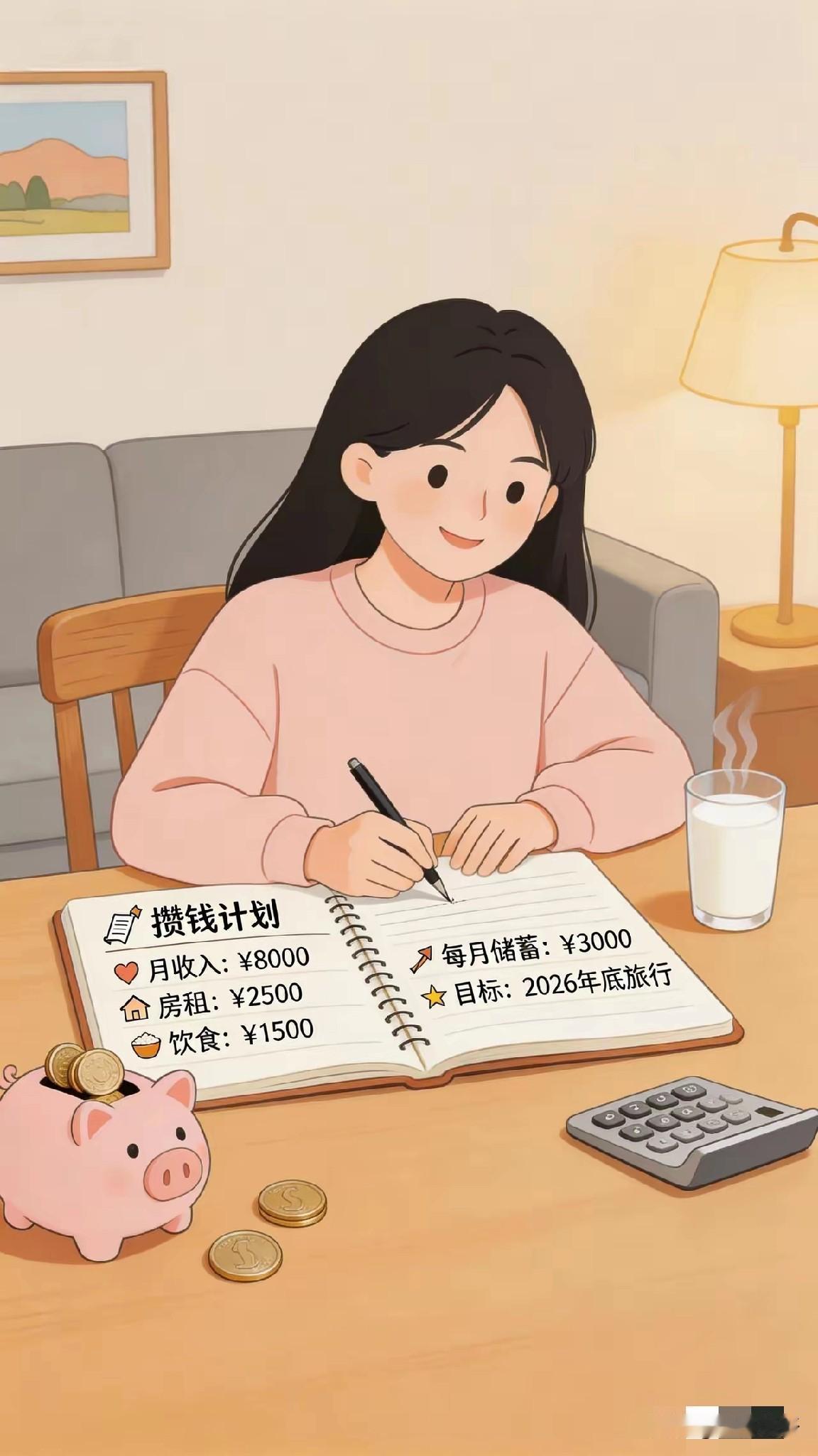 存钱
必须存钱
一定要存钱
每天都要想着存钱
习惯养成后，就很容易完成目标

存