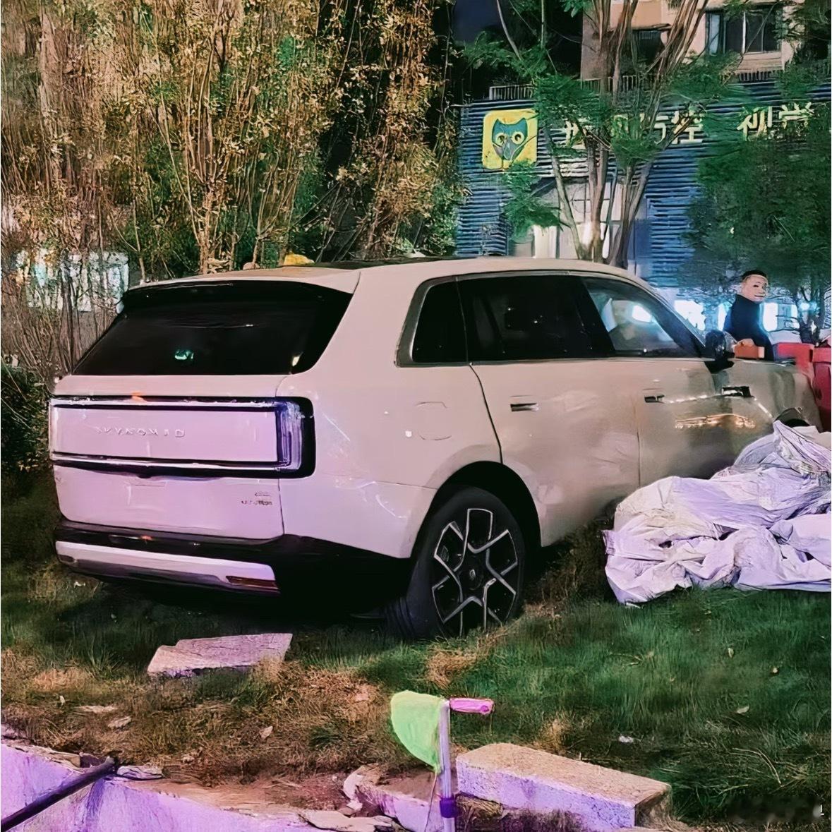 小米澎程首撞这也是够够的了，刚发布就出现在绿化带里了，不过停的倒是挺直溜。 ​​