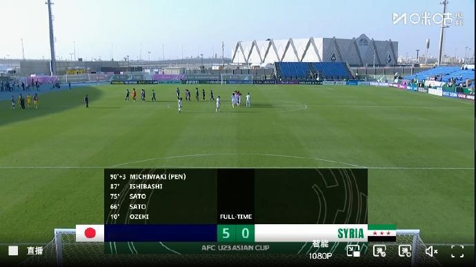 u23亚洲杯日本5比0叙利亚 差距不是一点点，而且日本队全部由20岁以下年龄的球