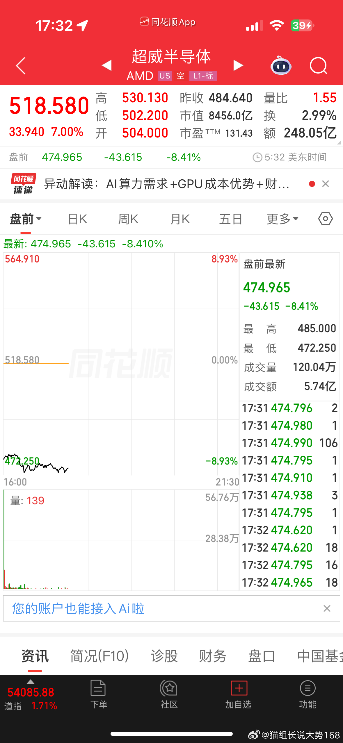 AMD给出三季度营收预期130亿美元，高于市场125亿美元的一致预期，但不及头部