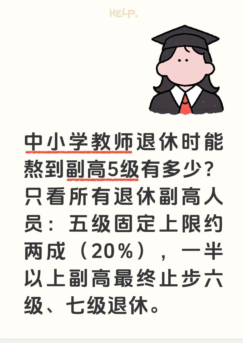 中小学教师退休时能熬到副高5级有多少？只看所有退休副高人员：五级固定上限约两成（