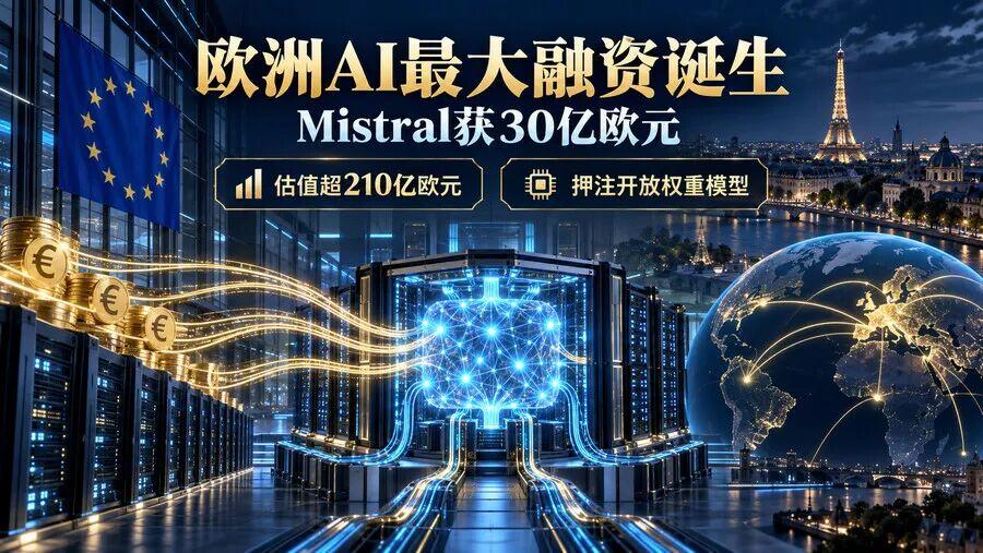 欧洲AI最大融资诞生：Mistral获0亿欧元，估值超210亿
 
 欧洲人工智