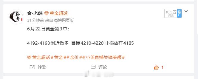 6月22日黄金第3单：小损70点行情反复震荡，刚进场多单再度亏损 70 点，连续