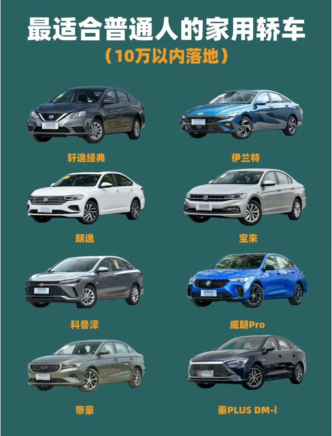10w以内最适合普通人买的家用车 ​​​