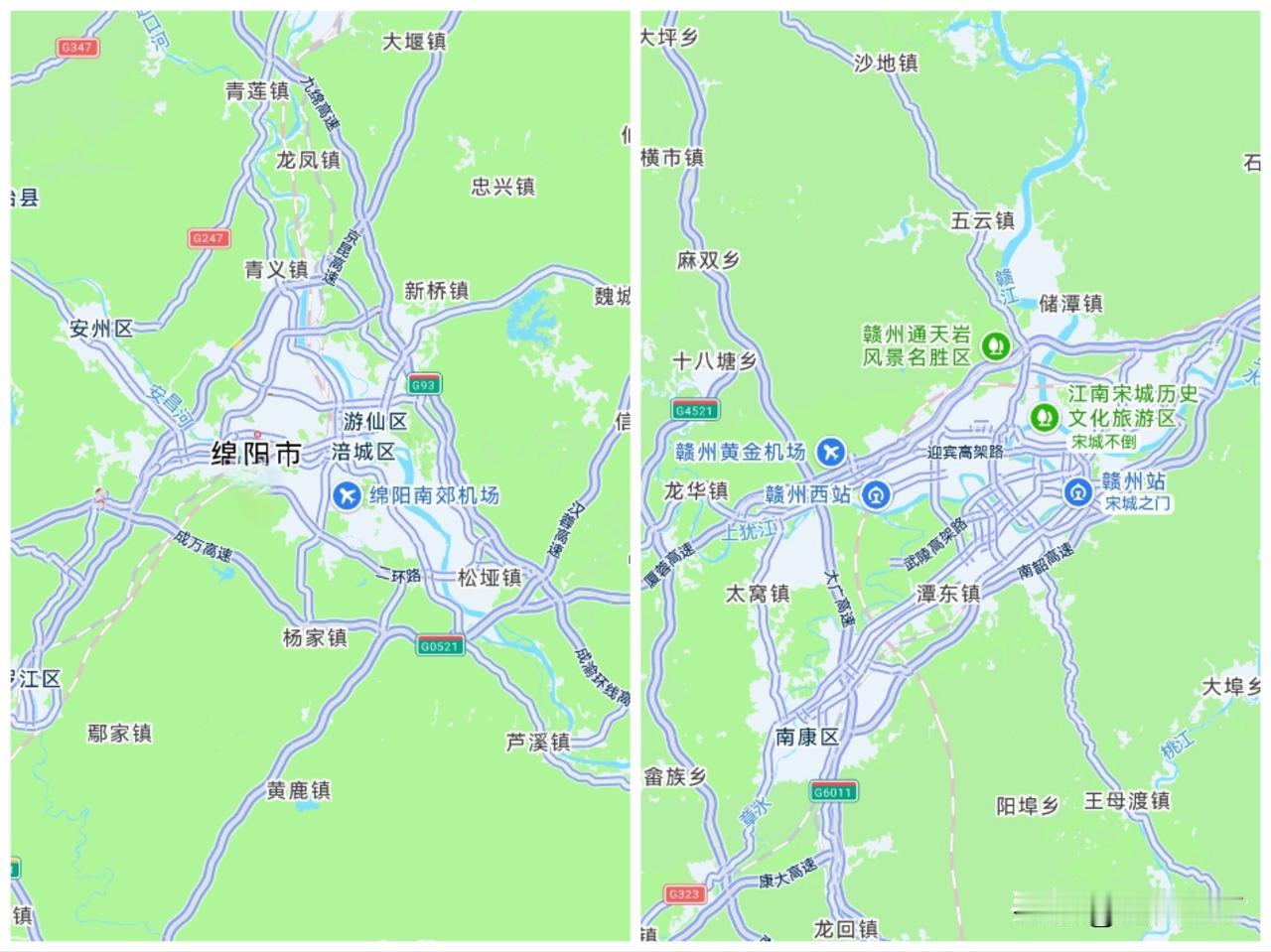 同笔例下四川和江西的第二大城市进行比较，也不见得绵阳比赣州差，但GDP怎么不如赣