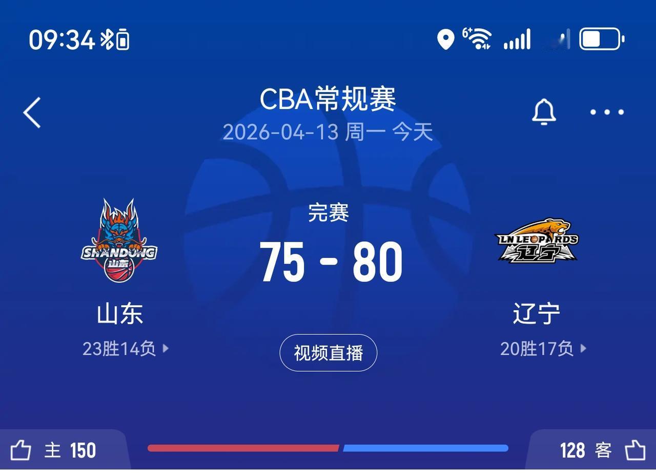 CBA山东主场输给辽宁联赛3连败了，常规赛还有4场比赛山东可能会以第七或第八收官