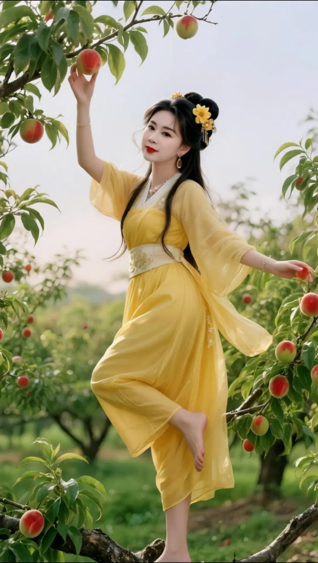 AI仙黄采桃图 随变ai随便玩