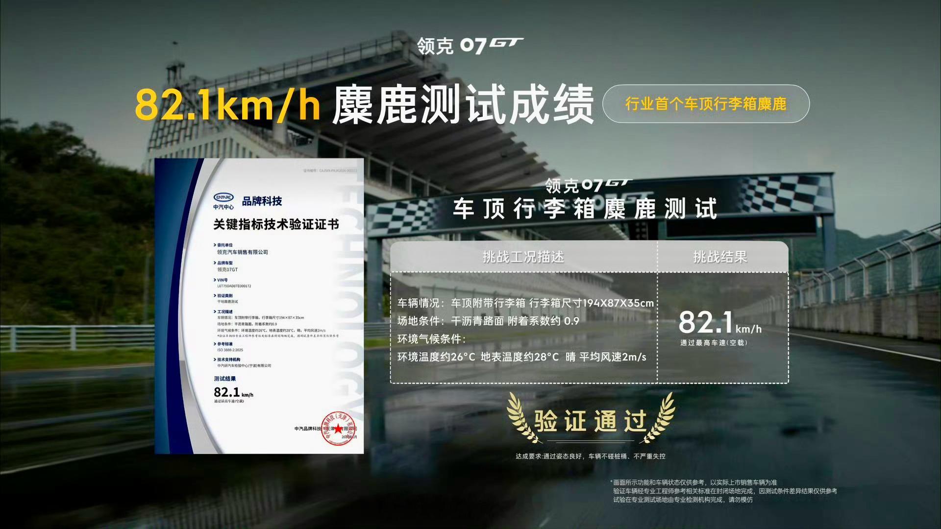 领克07GT首创多个行业测试标准领克07 GT 在麋鹿测试中以 85km/h 的