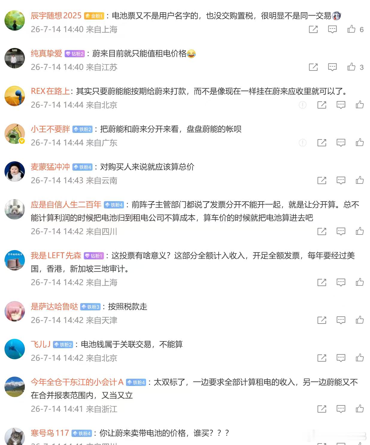 群内看到一张网友评论区图，到今天居然还有这么多人在意蔚来的均价是否baas，这是