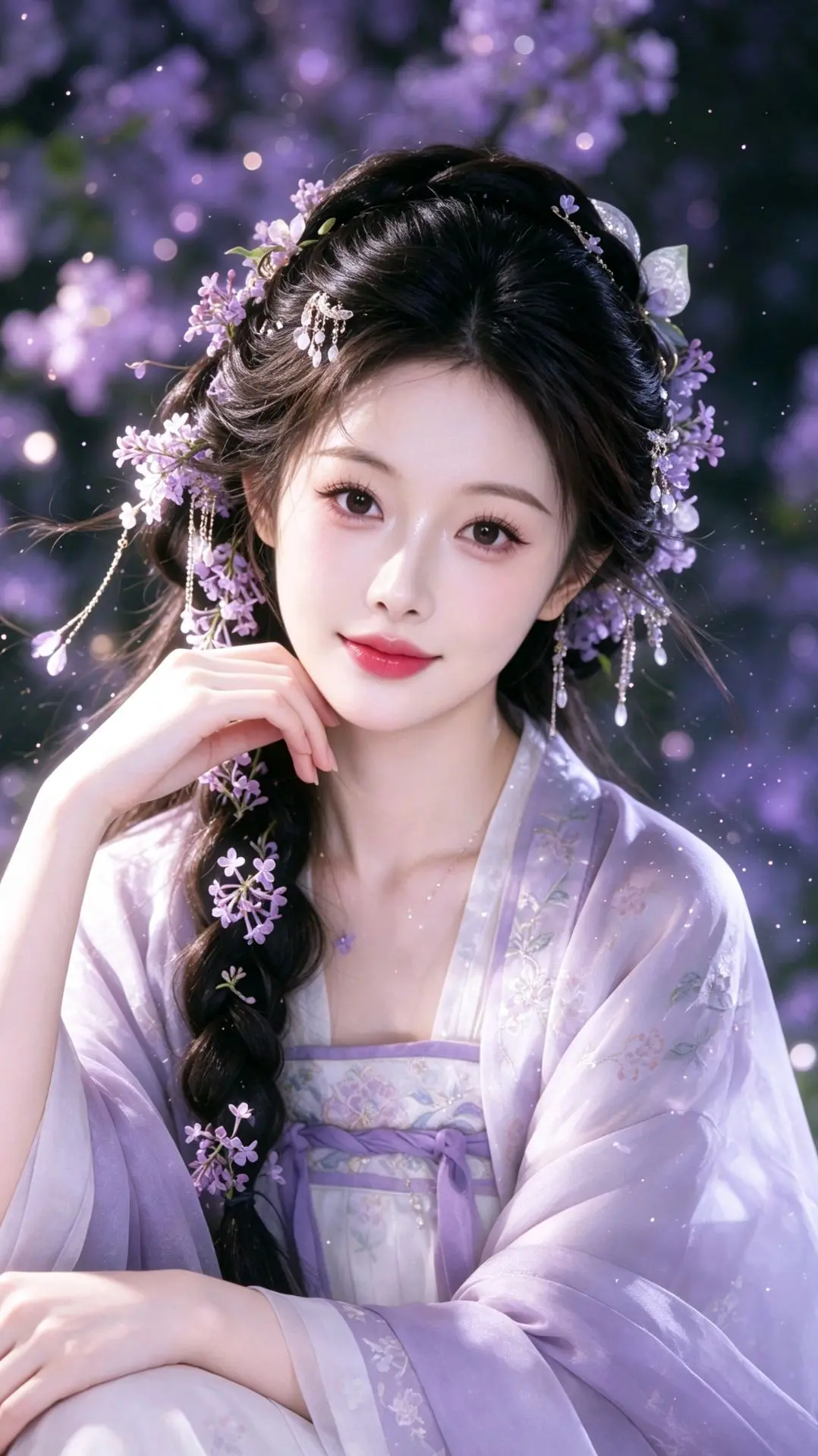 AI高清人像动作组图 ai创作 紫色汉服妆造 紫色汉服氛围感 紫色汉服写真