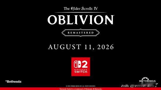 近日，Bethesda正式官宣，《上古卷轴4：湮没重制版》Switch2版本定于