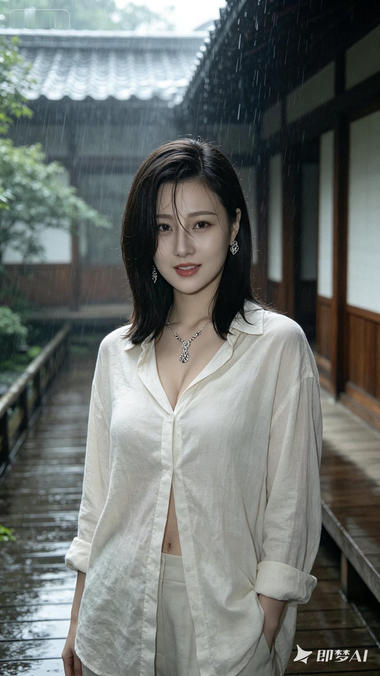 雨中漫步，优雅动人，清新自然，尽显东方韵味。