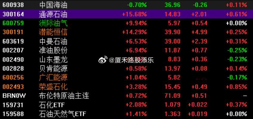 石油天然气板块继昨日涨停潮后，今天继续高举高打，给足了高溢价，恭喜坚持持有的朋友