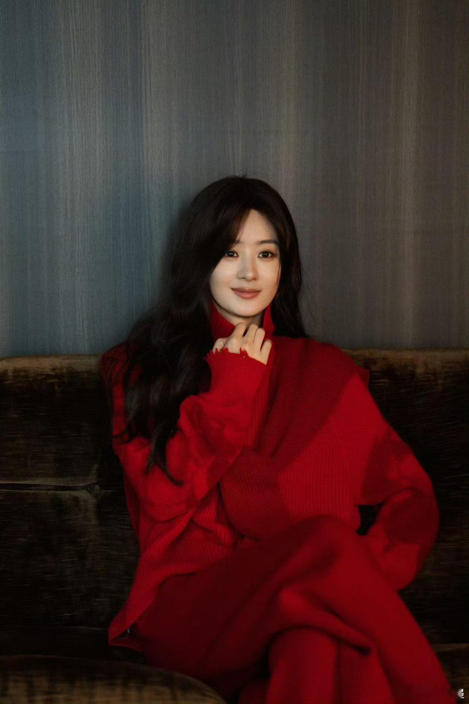 赵丽颖红毛衣造型赵丽颖暖意抵达 还不好 