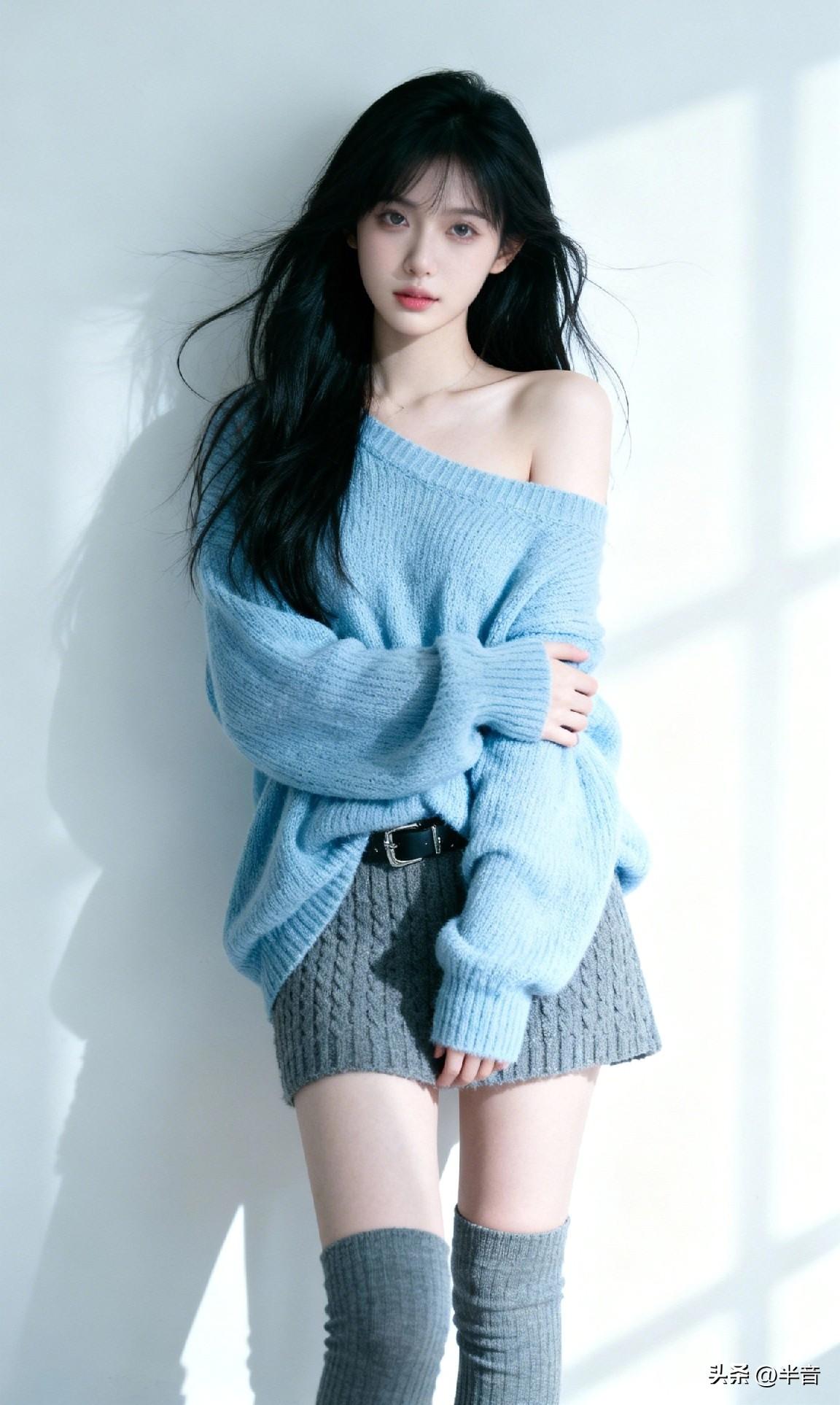 双手轻轻环抱 眼神朦胧带点小暧昧
背景白墙挂画衬出满满小众艺术感
每一帧都像裹着