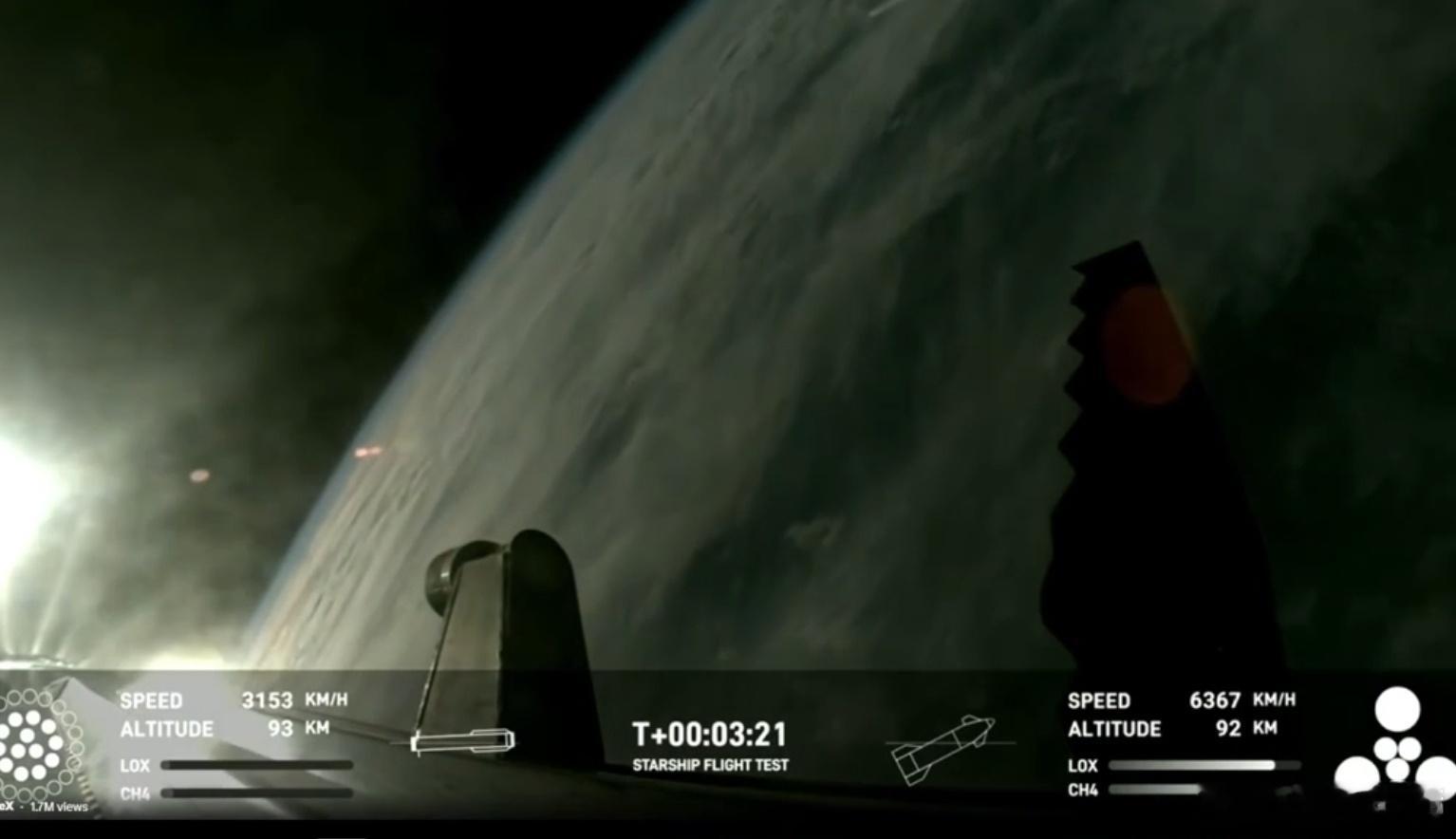 #SpaceX星舰# 一级回收好像出问题了，二级没问题。 ​​​