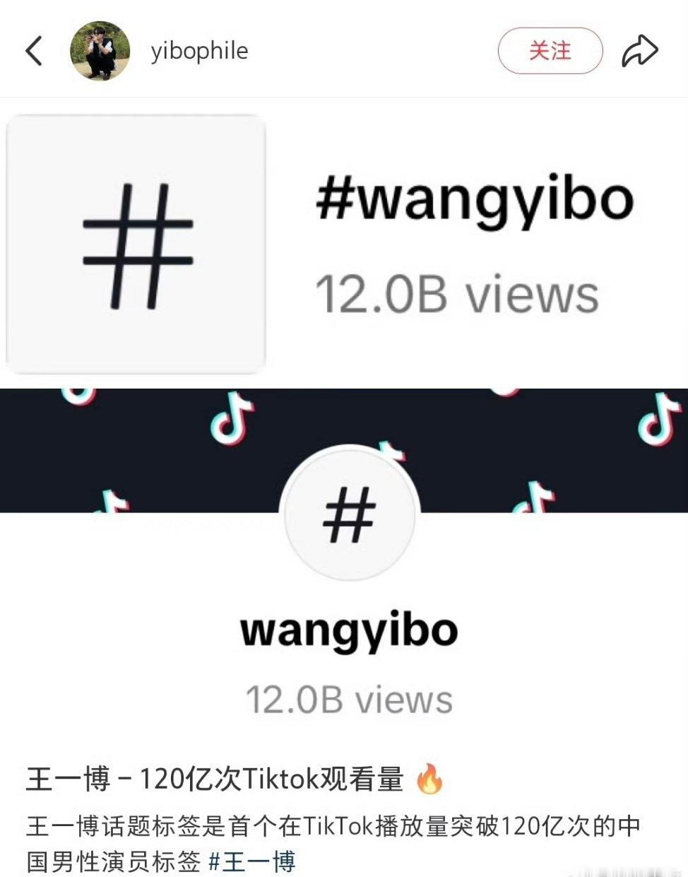王一博TIKTOK首个突破120亿播放量的中国男演员！就这么闪耀世界吧！王一博[