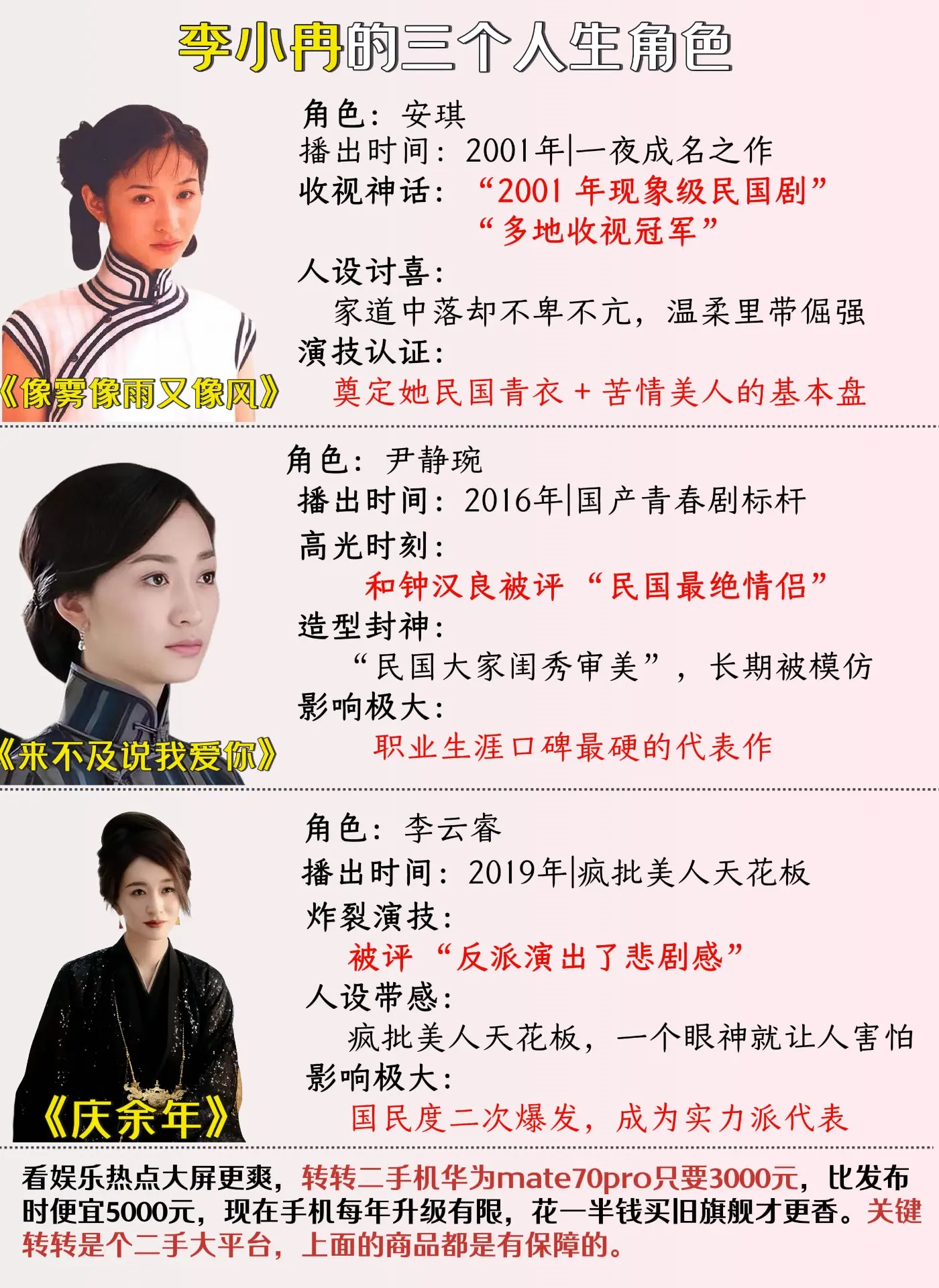李小冉的三个人生角色。你最喜欢哪一个？