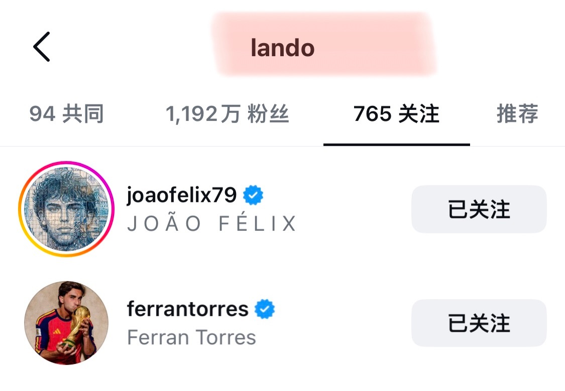 兰多和🇪🇸⚽️费兰互关上了！！！奇妙的关系要开始了～