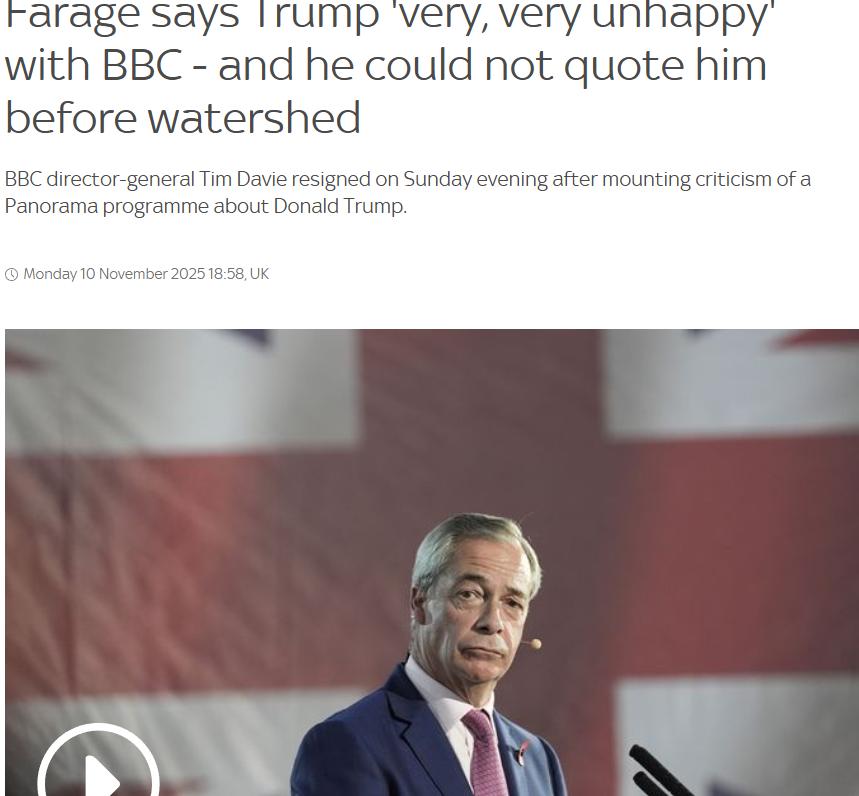 特朗普的锥心一问

据英国“天空新闻网”11月10日报道，英国改革运动领导人，有