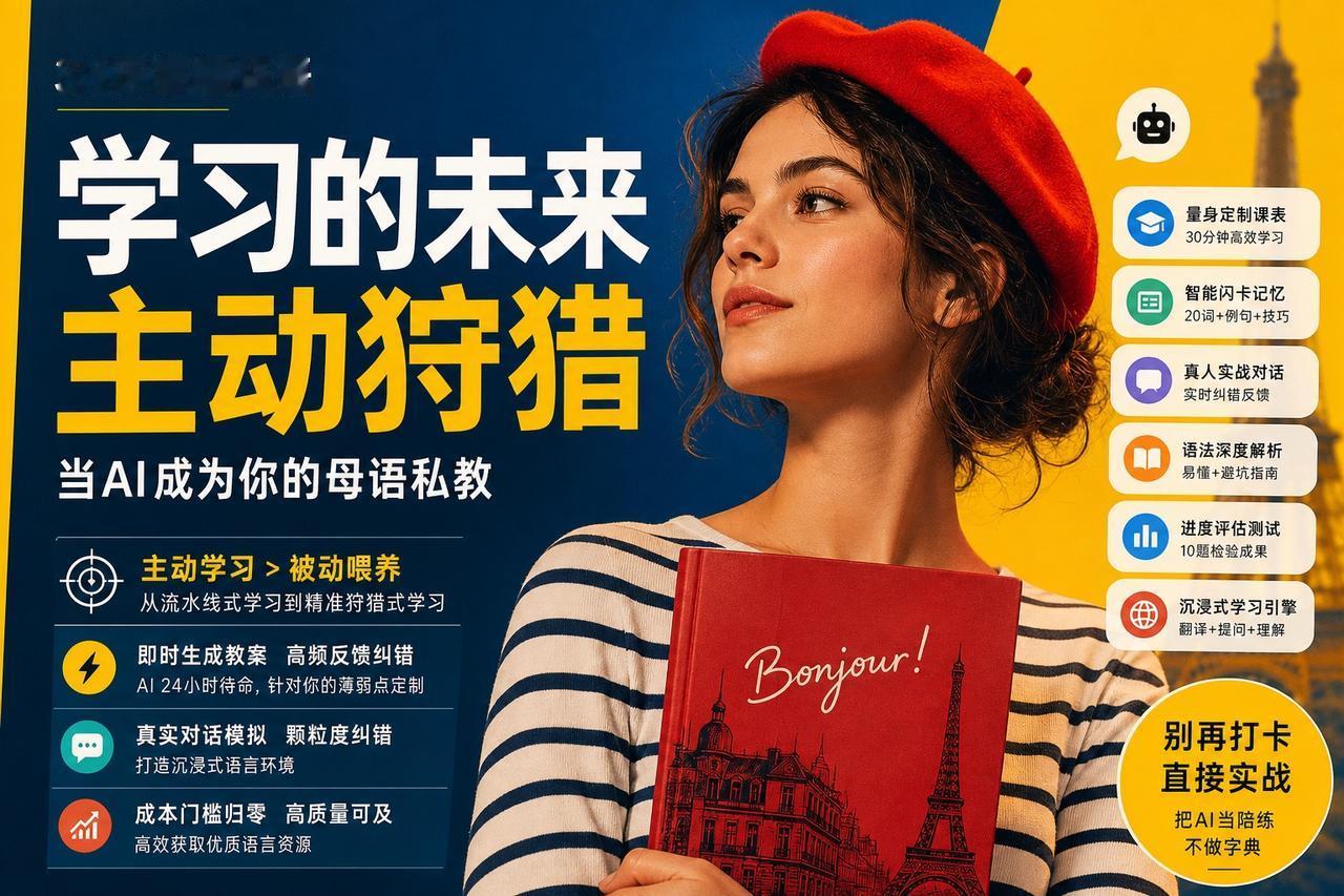 【学外语，用这套提示词就够了】

最近一位博主分享了用Claude在33天内掌握