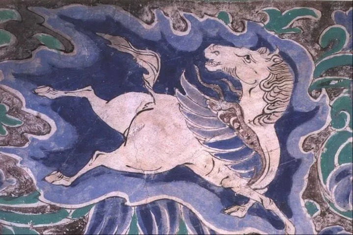 与敦煌天马共赴千年向往去过敦煌的人，一定记得敦煌壁画中那些神秘的翼马——就是那种