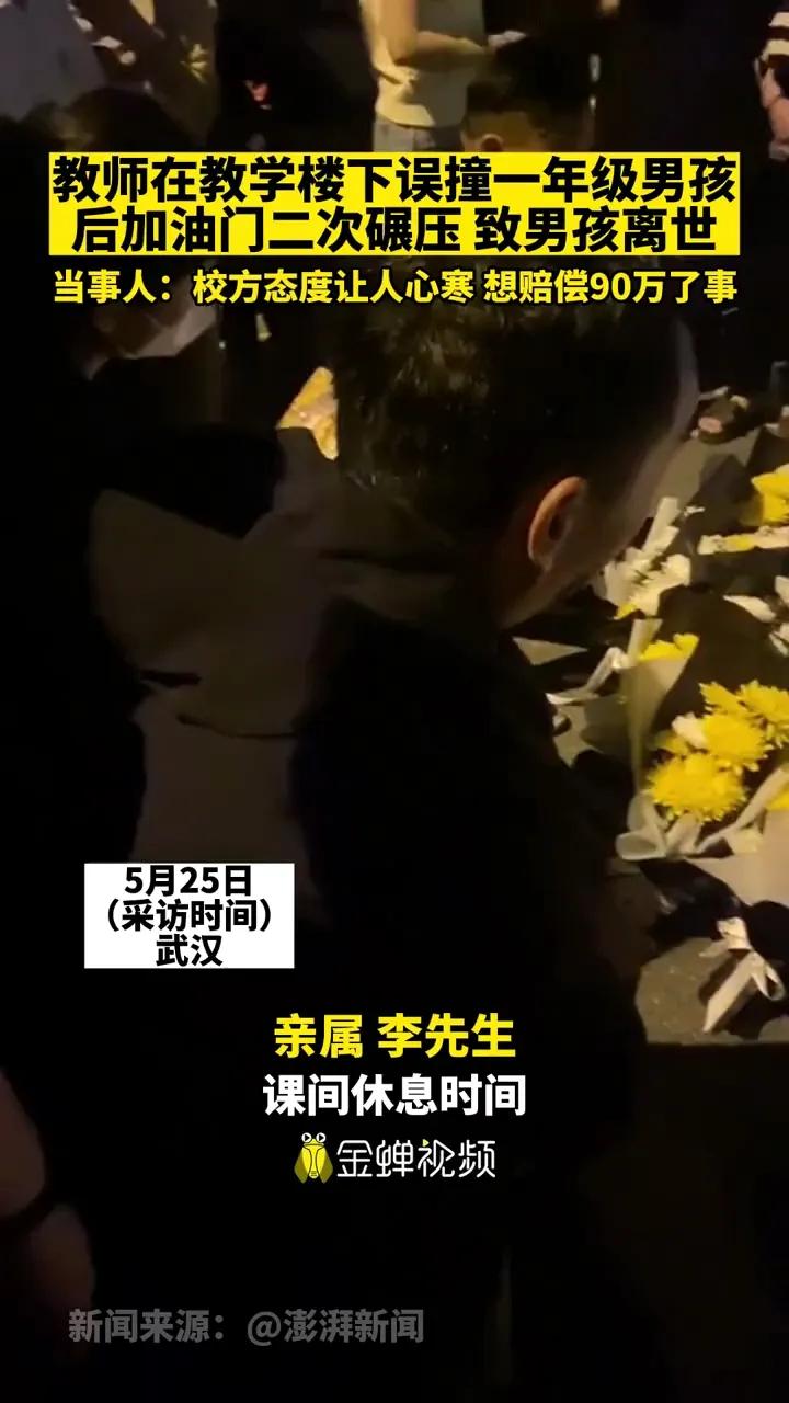 后续来了！武汉小学生校内被老师开车撞倒身亡，学校同意赔90万

5月25日，武汉