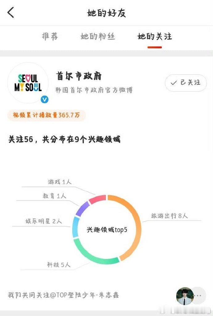 韩国首尔官方蓝V关注朱志鑫 韩国首尔官方关注朱志鑫 韩国首尔官方蓝V关注朱志鑫，