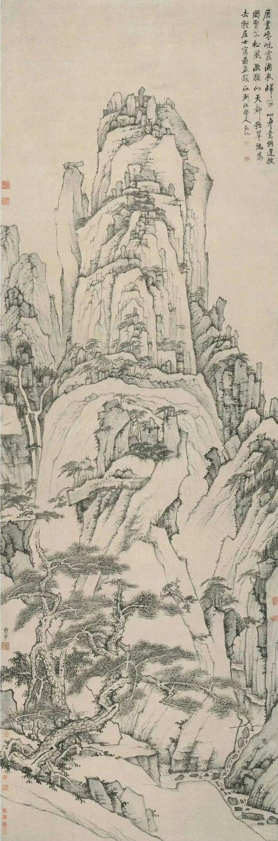 弘仁，号渐江，别号梅花古衲。他身为清初四僧之一，亦是新安画派的开山鼻祖。然而，在