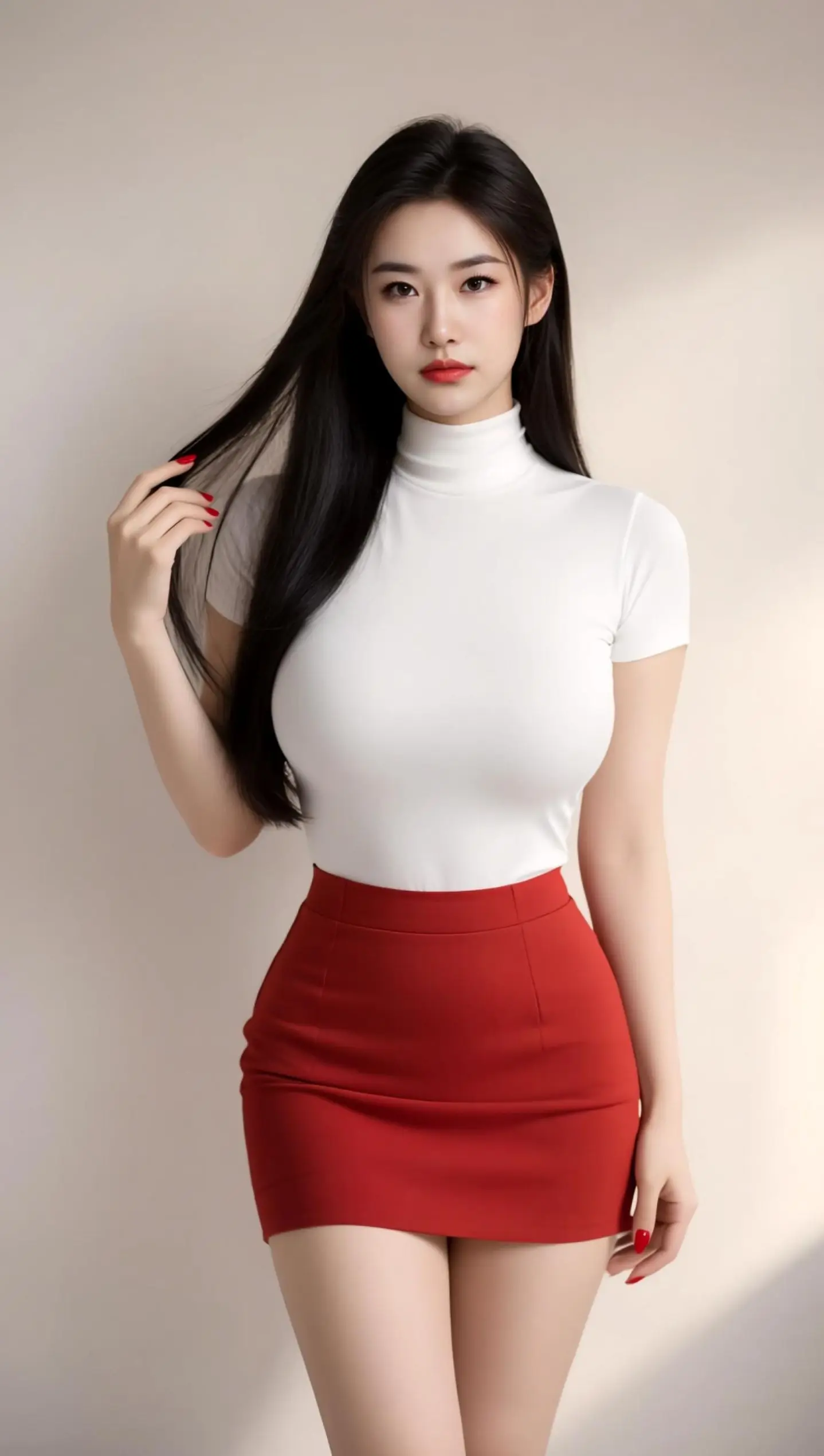 AI优雅红唇写真 随变ai随便玩