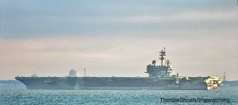 “乔治·H·W·布什”号航空母舰（CVN-77）今天早些时候离开弗吉尼亚州诺福克