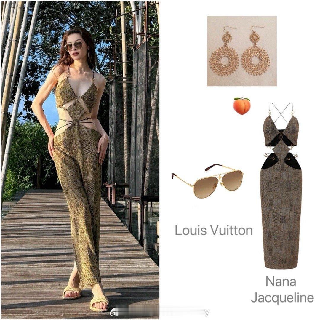 钟楚曦晒泰国度假库存私服，欧美大耳环搭配镂空连衣裙，散发着性感大气的迷人气息～ 