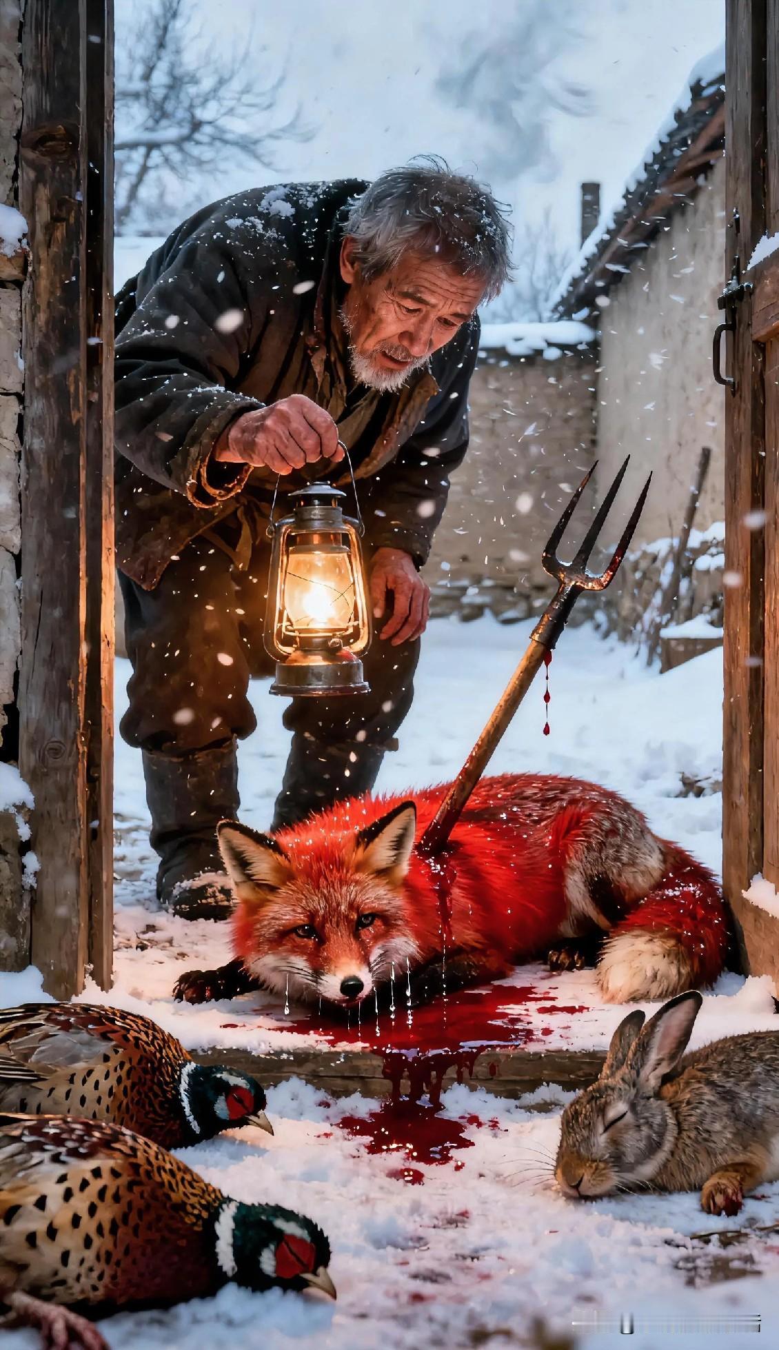 【夜话·狐灯】

腊月二十三，雪封山。

       老猎户李旺挑灯下山，忽见