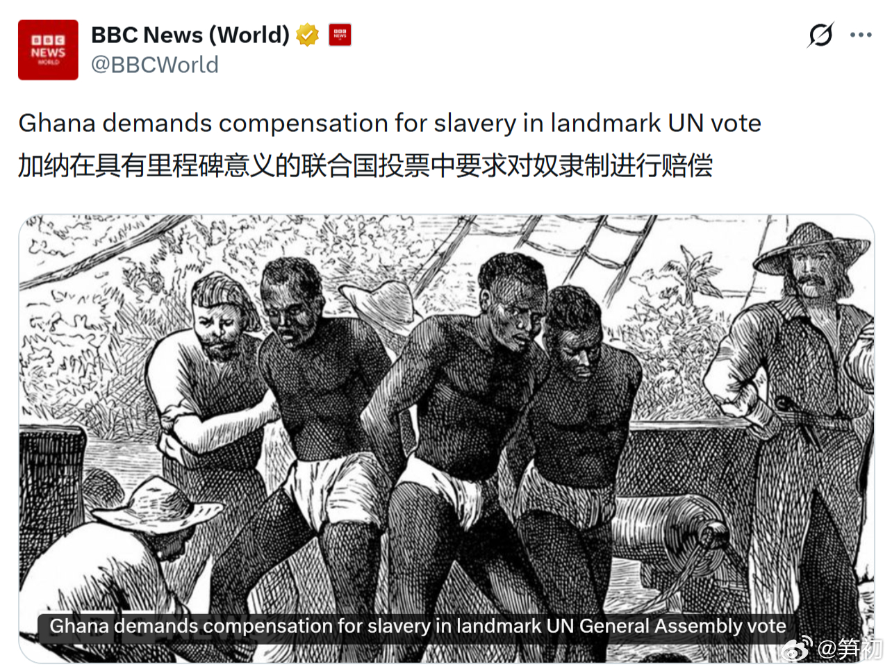 BBC：联合国投票认定奴役非洲人是“最严重的反人类罪行”，这项由加纳提出的决议呼