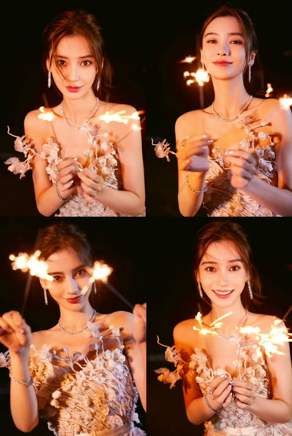 angelababy[超话][允悲]angelababy 碎钻与繁花织就一袭白裙