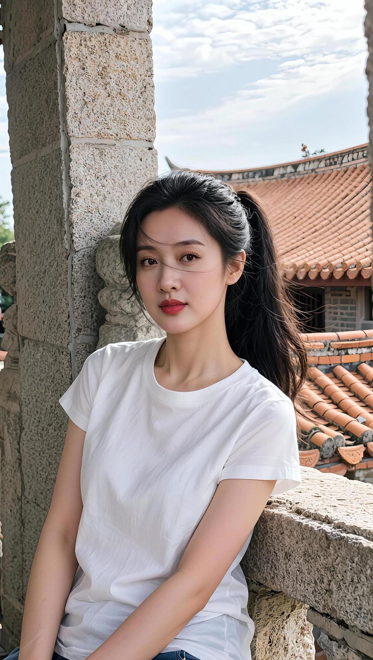 AI青春随拍 随变ai随便玩 氧颜yangyant 裸妆 白衬衫搭配精致妆容