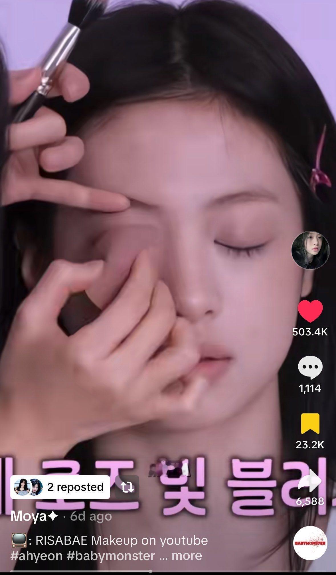 粉丝在TikTok上发布了一段关于 AHYEON仿 Risabae 妆容 的视频