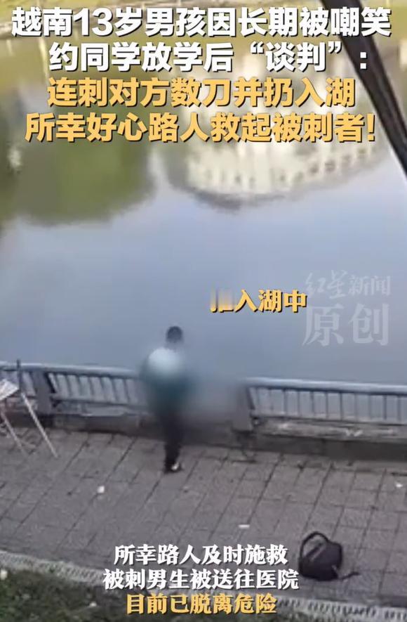 13岁男孩因被长期嘲笑连刺同学数刀，并将其扔入池塘，当时看到这个视频我就觉得很诧