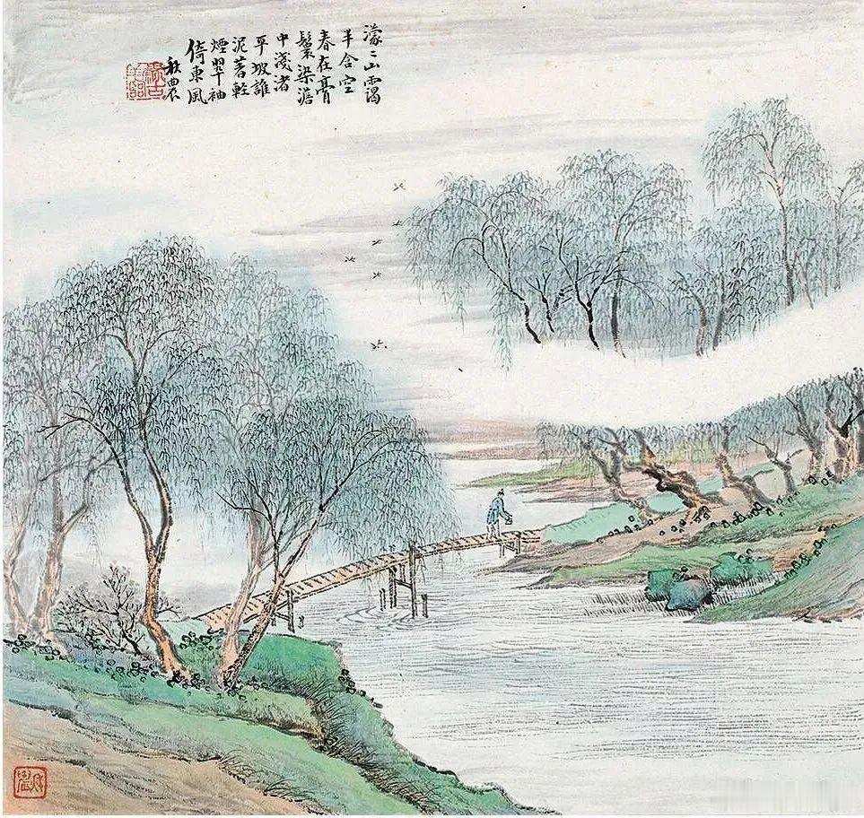 作者加速成长计划这幅画非常有生活气息，一片茫茫的山林之中，有一条河流蜿蜒曲折，中