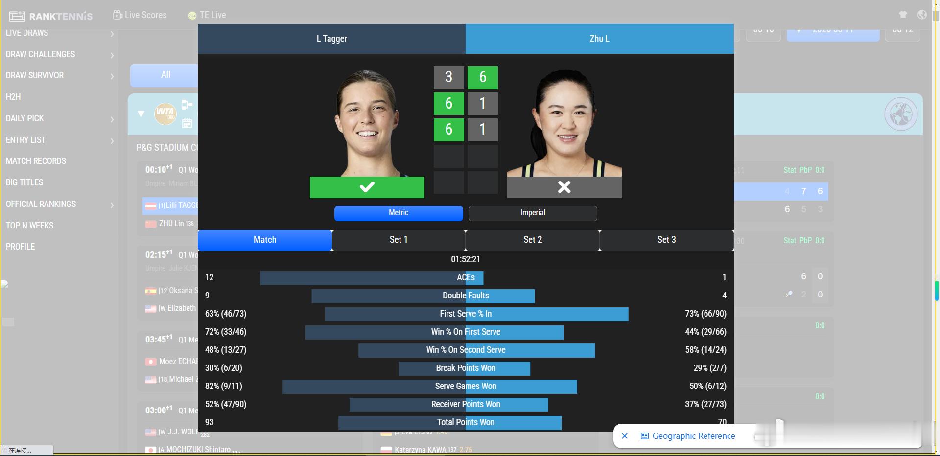 WTA1000🇺🇸辛辛那提女单资格赛首轮🇨🇳朱琳6-3/1-6/1-6 