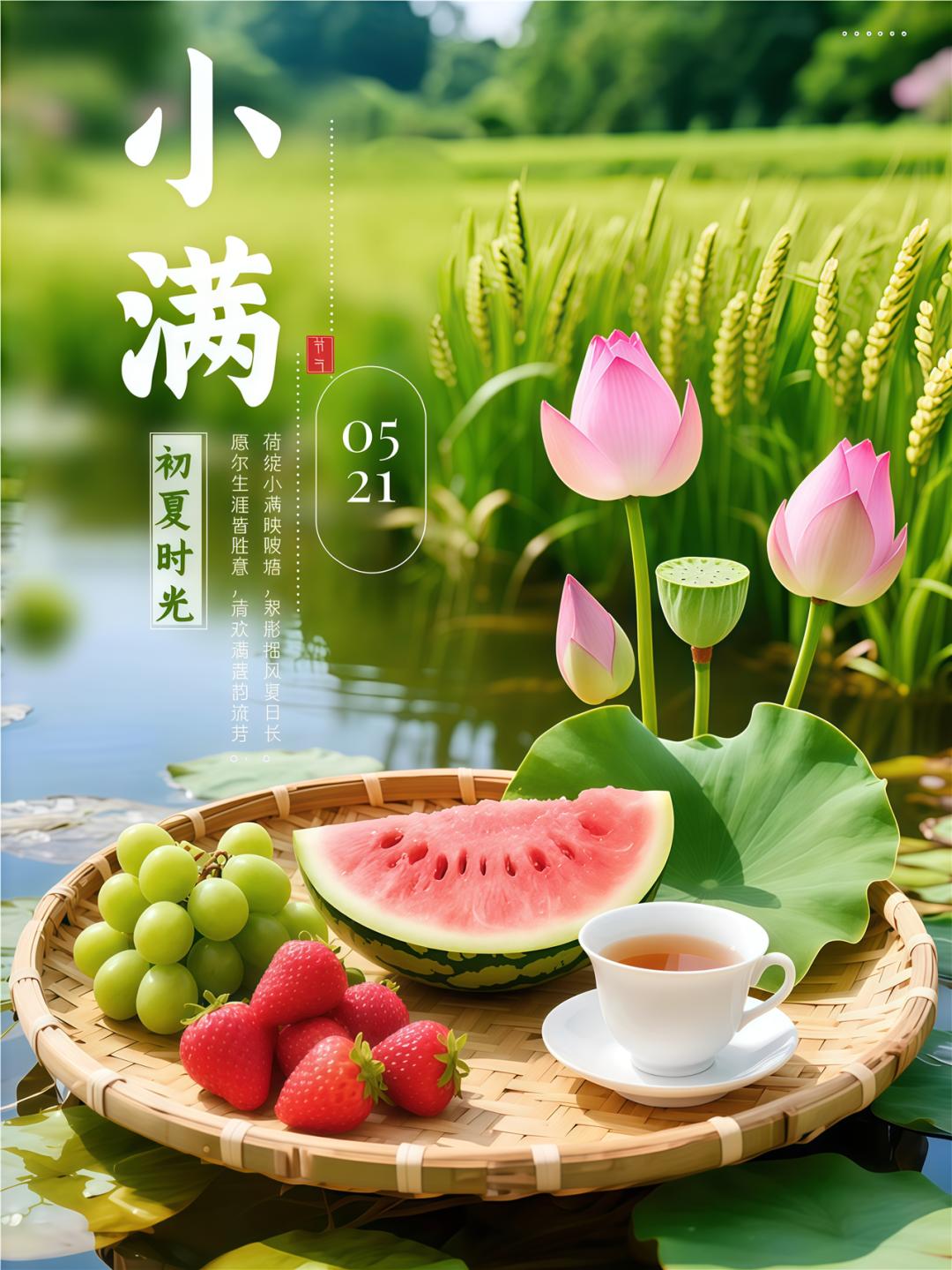 🌾²º²⁶/₀₅.₂₁🌞小满🌾🌿
小满时节至，美好皆盈满
快乐满心房，欢