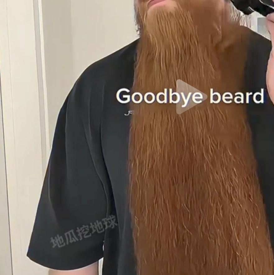 妈呀，这男的胡子根女的头发一样长.