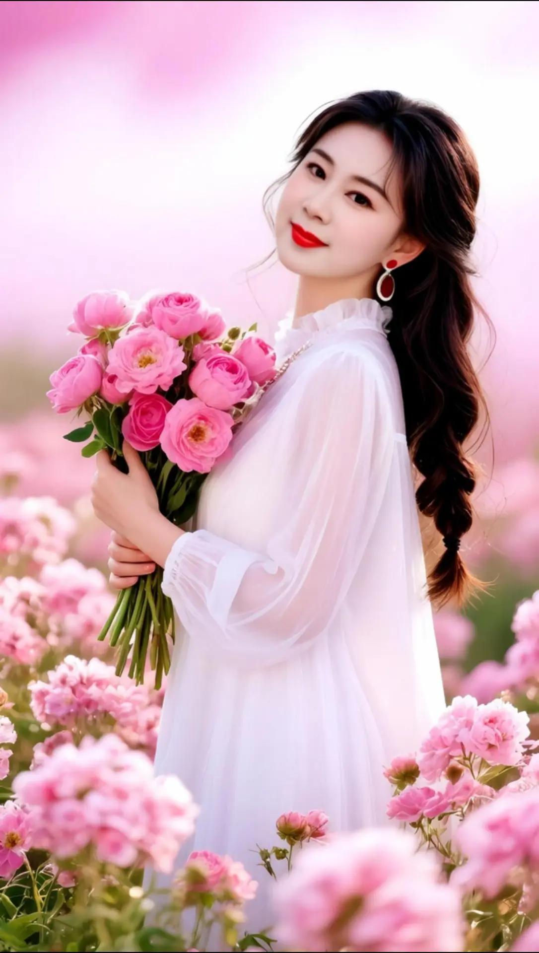 AI芍药花海人像 ai创作