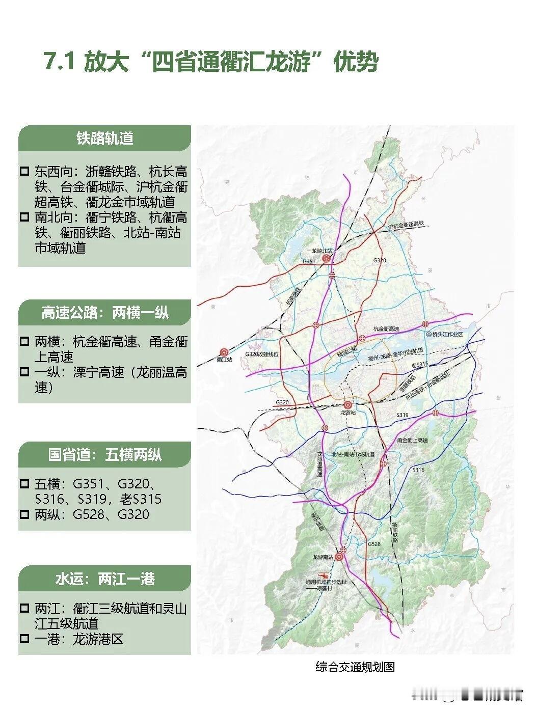 龙游县高速和机场交通规划
目前，龙游县境内有杭衢高铁和杭长高铁，高铁站有龙游北站
